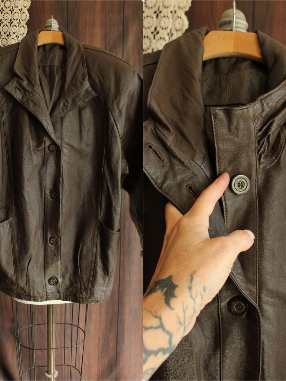 Vintage 1980s 1990s Leather Jacket, Jacqueline Ferrar Brown Coat, Size Small